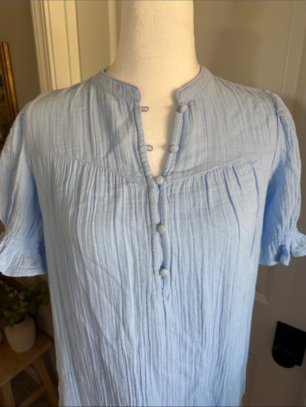 Time and Tru Denim Blue Low Waist Cotton Gauze Feel Summer Dress Size XS 0 2 - Picture 6 of 11